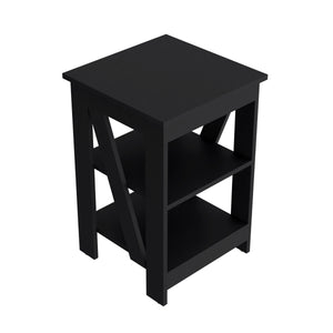 English Elm Clio modern auxiliary table with two open shelves for living room storage and decorative display, durable engineered wood Black 34.65 L x 20.87 W x 3.15 H B128P189931
