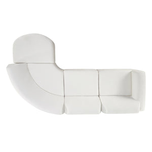 English Elm 111" Curved Sectional Sofa Set Plush Lamb Wool Upholstery Deep Seat Ottoman Lounge N767P371305B