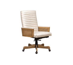 Olivia + Quinn Montauk Executive Swivel Chair - Ergonomic Top Grain Leather Comfort For Stylish Workspaces Ashland Pearl Leather,Foam,Wood 4015_Ent0302