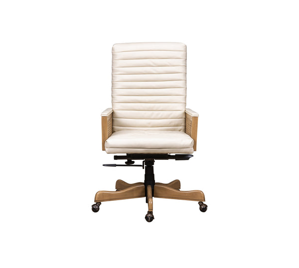 Olivia + Quinn Montauk Executive Swivel Chair - Ergonomic Top Grain Leather Comfort For Stylish Workspaces Ashland Pearl Leather,Foam,Wood 4015_Ent0302