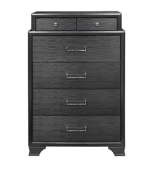 English Elm CIVIC Solid Wood Chest with Felt-Lined Top Drawers, Metal Glides, Sturdy Feet and Classic Finish Gray 37.2 L x 19.29 W x 51.57 H B201P215817