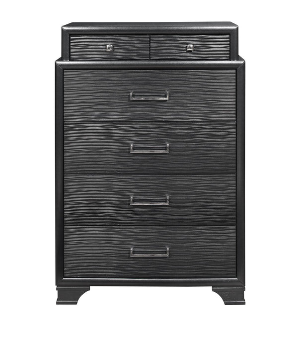 English Elm CIVIC Solid Wood Chest with Felt-Lined Top Drawers, Metal Glides, Sturdy Feet and Classic Finish Gray 37.2 L x 19.29 W x 51.57 H B201P215817