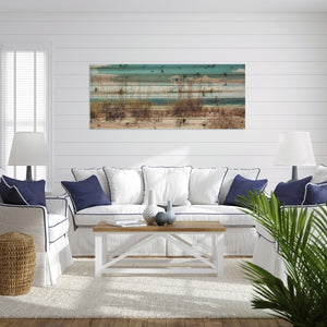 HomeRoots Long Ocean Sand Dunes Mounted Wall Art - Multi-Color Nautical Photography on Rustic Wood Finish 401630