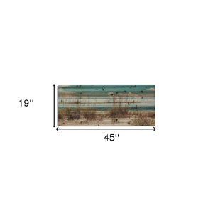HomeRoots Long Ocean Sand Dunes Mounted Wall Art - Multi-Color Nautical Photography on Rustic Wood Finish 401630