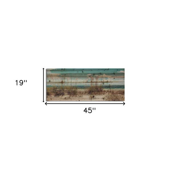 HomeRoots Long Ocean Sand Dunes Mounted Wall Art - Multi-Color Nautical Photography on Rustic Wood Finish 401630