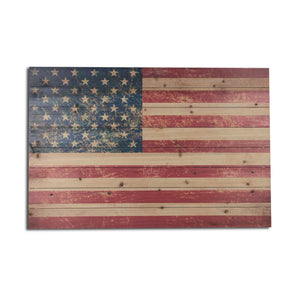 Homeroots 36" Usa Flag Wood Plank Wall Art  Solid Wood 401639