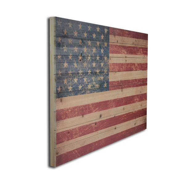 Homeroots 36" Usa Flag Wood Plank Wall Art  Solid Wood 401639