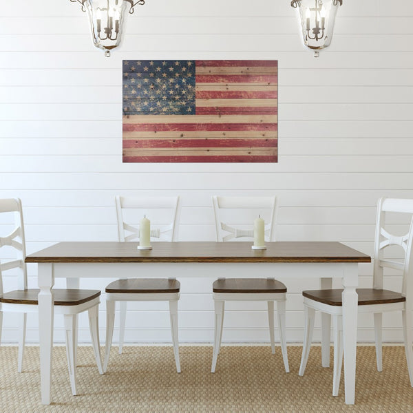 Homeroots 36" Usa Flag Wood Plank Wall Art  Solid Wood 401639