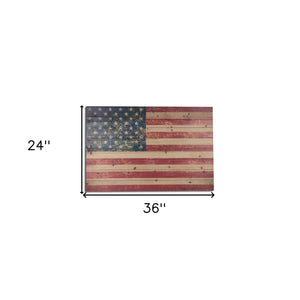 Homeroots 36" Usa Flag Wood Plank Wall Art  Solid Wood 401639