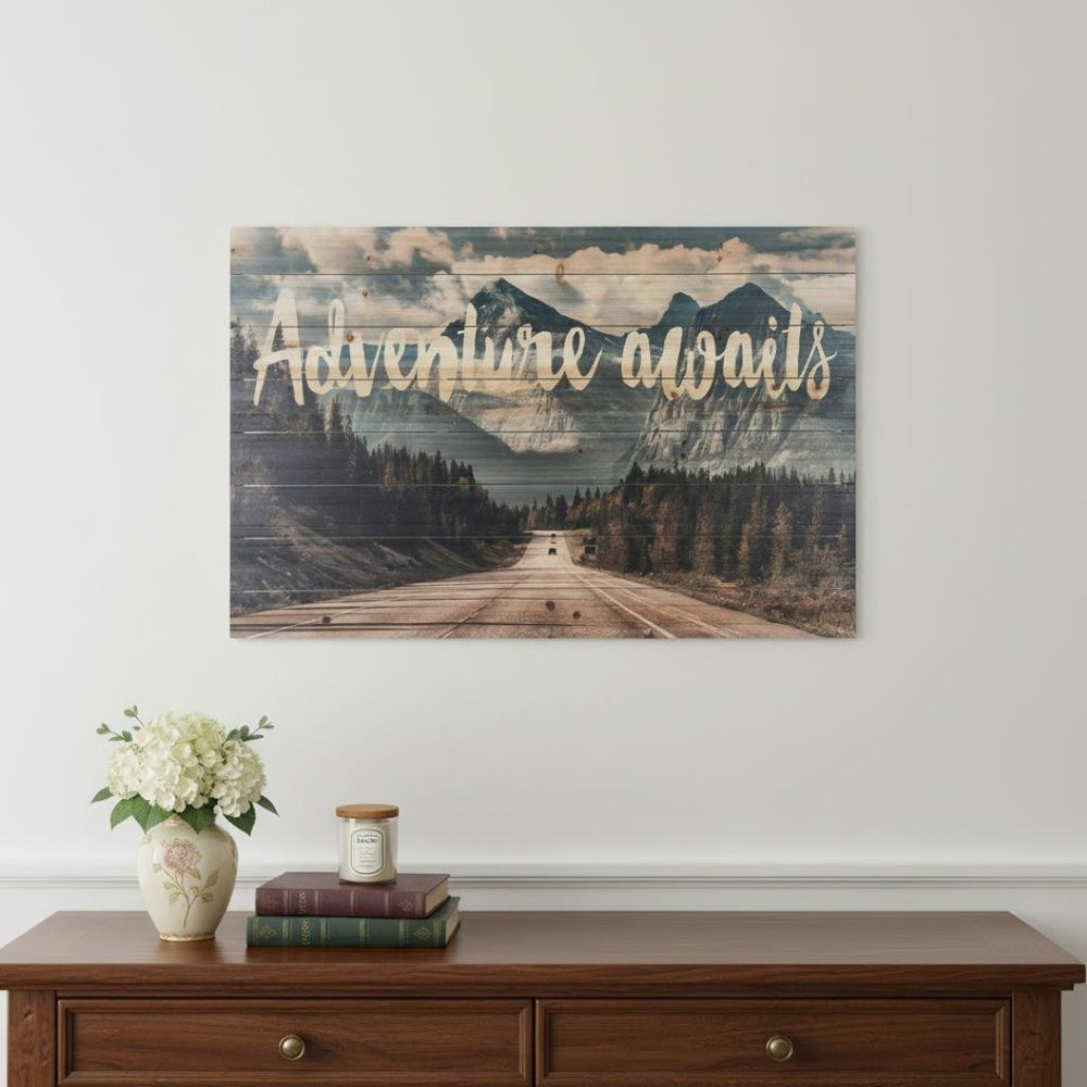 HomeRoots Unframed Multi-Color Landscape Wall Art Print on Wood for Modern Farmhouse Home Decor Style 401642