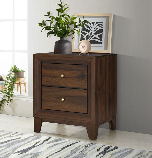 English Elm 2-drawer Nightstand Melamine Veneer Brass Hardware Modern Bedroom Bedside Table B016P459868