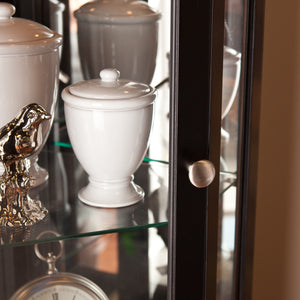 Homeroots Elegant Black Lighted Curio Cabinet  Pine,Mdf,Birch Veneer,Temp Glass,Mirror,Nickel 401663