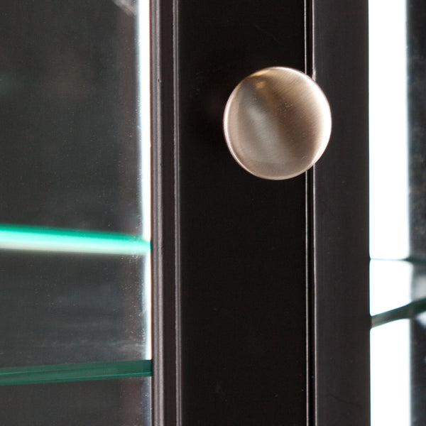 Homeroots Elegant Black Lighted Curio Cabinet  Pine,Mdf,Birch Veneer,Temp Glass,Mirror,Nickel 401663