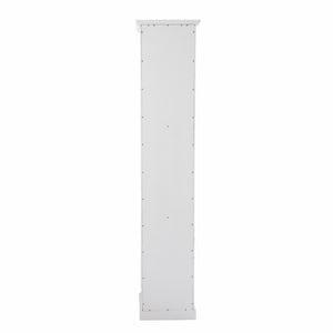 White Curio Cabinet with Glass Front Door Elegant Cornice Molding Display Storage