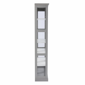 HomeRoots Gray Cornice Molding Curio Cabinet with Double Doors - Elegant Display for Collectibles & Keepsakes 401666