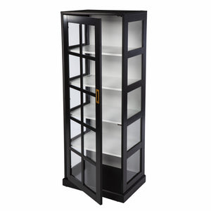 Homeroots Dynasty Contemporary Black And White Tall Curio Cabinet  Eng Wood,Temp Glass 401667