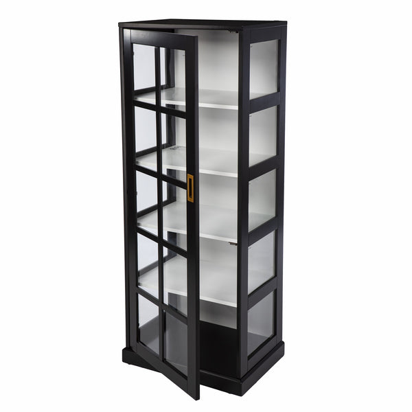 Homeroots Dynasty Contemporary Black And White Tall Curio Cabinet  Eng Wood,Temp Glass 401667