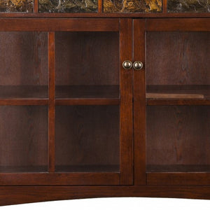 HomeRoots 44" Rustic Brown Wood Sideboard with Glass Doors – Mission-Style Buffet for Versatile Home Storage 401670