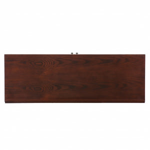 HomeRoots 44" Rustic Brown Wood Sideboard with Glass Doors – Mission-Style Buffet for Versatile Home Storage 401670