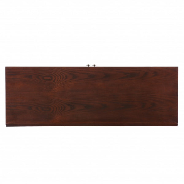 HomeRoots 44" Rustic Brown Wood Sideboard with Glass Doors – Mission-Style Buffet for Versatile Home Storage 401670