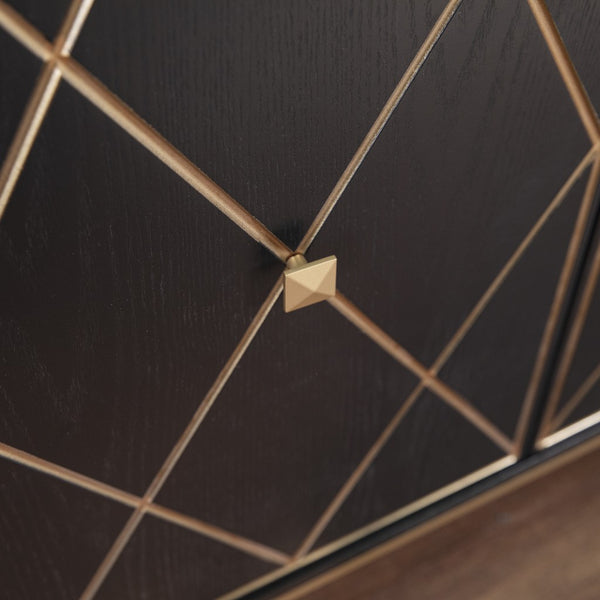 Homeroots Black And Gold Harlequin Sideboard Storage Cabinet  Eng Wood,Ash Veneer,Iron 401673