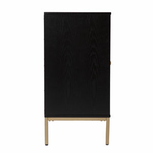 Homeroots Black And Gold Harlequin Sideboard Storage Cabinet  Eng Wood,Ash Veneer,Iron 401673