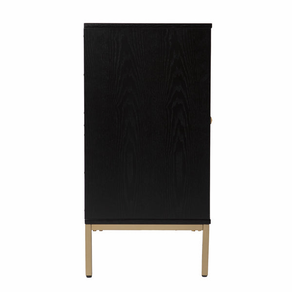 Homeroots Black And Gold Harlequin Sideboard Storage Cabinet  Eng Wood,Ash Veneer,Iron 401673