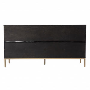 Homeroots Black And Gold Harlequin Sideboard Storage Cabinet  Eng Wood,Ash Veneer,Iron 401673