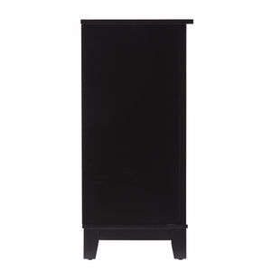 Homeroots Black And Cane Bamboo Accent Storage Cabinet  Eng Wood,Eng Wood,Rattan,Poplar,Plated Aluminum 401675