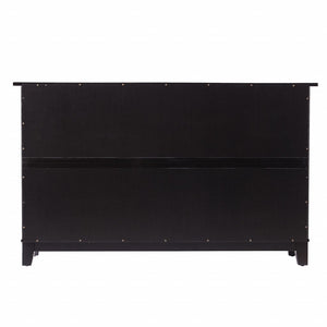 Homeroots Black And Cane Bamboo Accent Storage Cabinet  Eng Wood,Eng Wood,Rattan,Poplar,Plated Aluminum 401675