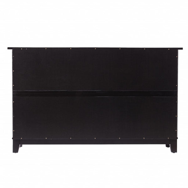 Homeroots Black And Cane Bamboo Accent Storage Cabinet  Eng Wood,Eng Wood,Rattan,Poplar,Plated Aluminum 401675
