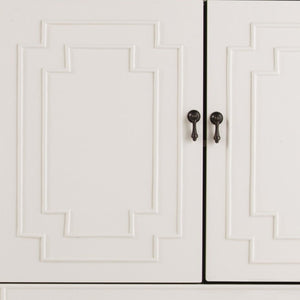 HomeRoots 64" Elegant White Solid Wood Sideboard - Versatile Storage Buffet & Accent Cabinet for Any Room 401679