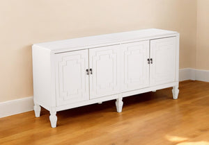 HomeRoots 64" Elegant White Solid Wood Sideboard - Versatile Storage Buffet & Accent Cabinet for Any Room 401679