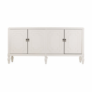HomeRoots 64" Elegant White Solid Wood Sideboard - Versatile Storage Buffet & Accent Cabinet for Any Room 401679