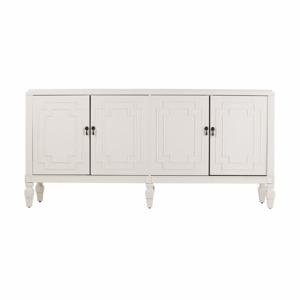 HomeRoots 64" Elegant White Solid Wood Sideboard - Versatile Storage Buffet & Accent Cabinet for Any Room 401679