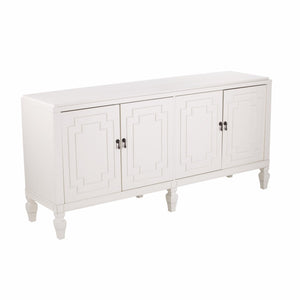 HomeRoots 64" Elegant White Solid Wood Sideboard - Versatile Storage Buffet & Accent Cabinet for Any Room 401679