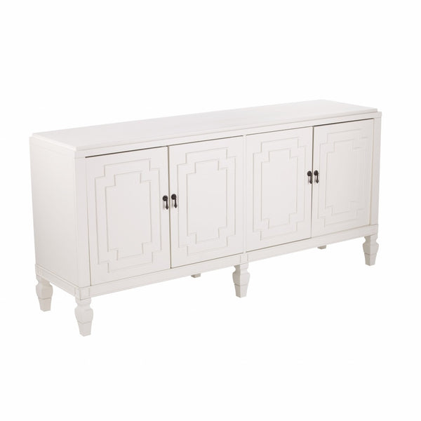 HomeRoots 64" Elegant White Solid Wood Sideboard - Versatile Storage Buffet & Accent Cabinet for Any Room 401679