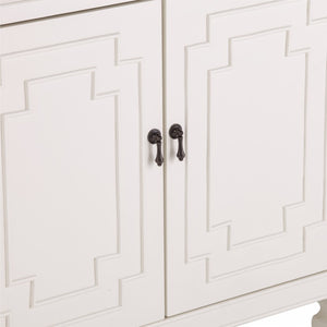 HomeRoots 64" Elegant White Solid Wood Sideboard - Versatile Storage Buffet & Accent Cabinet for Any Room 401679