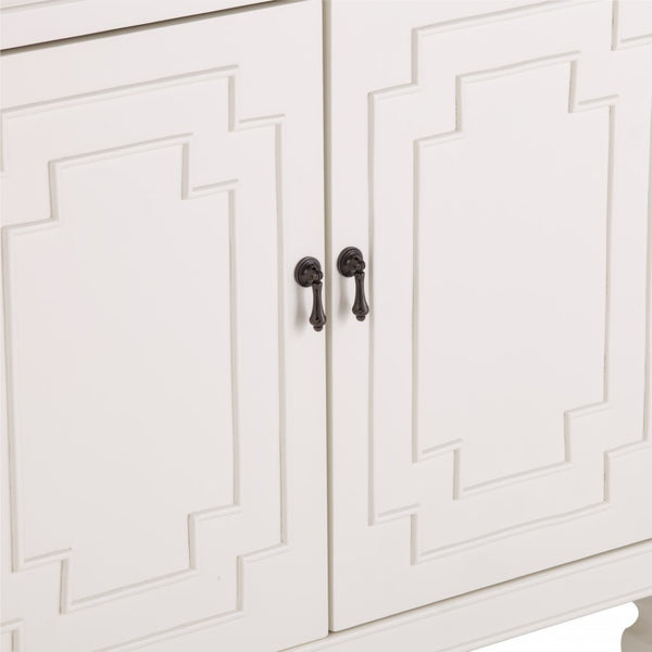 HomeRoots 64" Elegant White Solid Wood Sideboard - Versatile Storage Buffet & Accent Cabinet for Any Room 401679