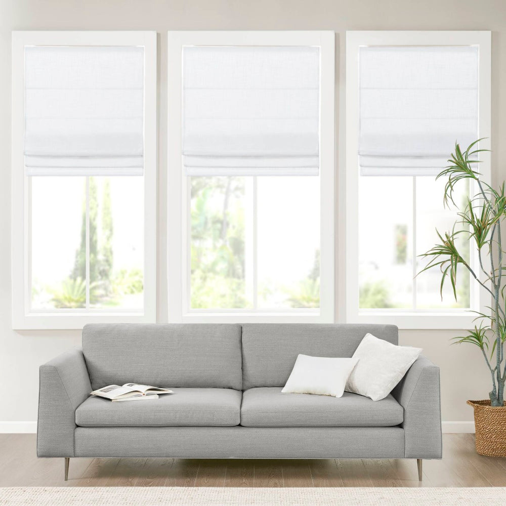 English Elm 1-piece Cordless Linen Blend Roman Shade Light Filtering Organic Texture Window Panel B035P408389