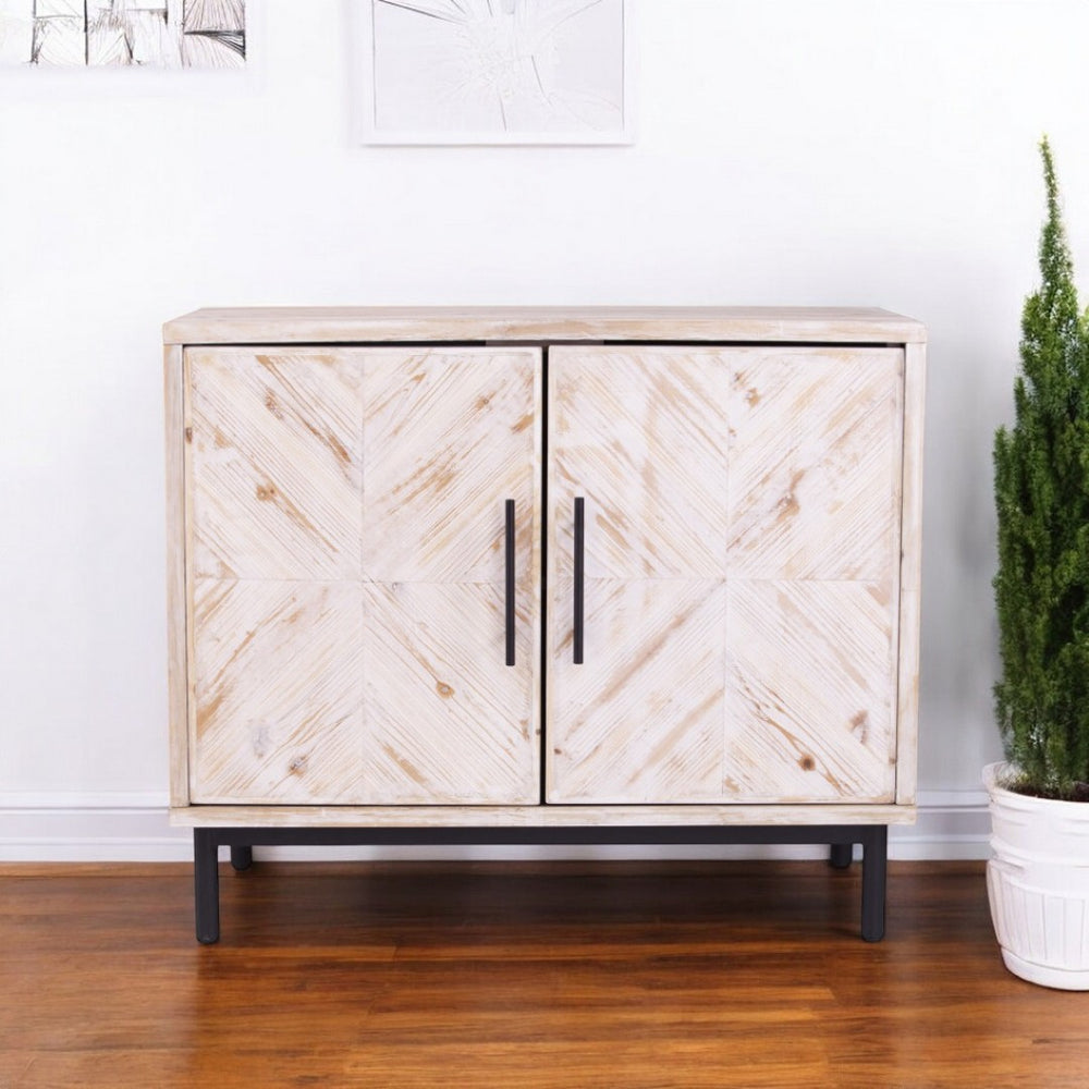 HomeRoots Modern Farmhouse Rustic Natural Accent Storage Cabinet - Stylish, Versatile & Eco-Friendly Design! 401680