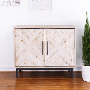 HomeRoots Modern Farmhouse Rustic Natural Accent Storage Cabinet - Stylish, Versatile & Eco-Friendly Design! 401680