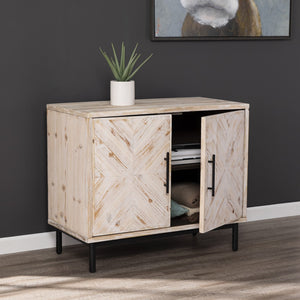 Homeroots Modern Farmhouse Rustic Natural Accent Storage Cabinet  Reclaimed Fir,Eng Wood,Iron 401680