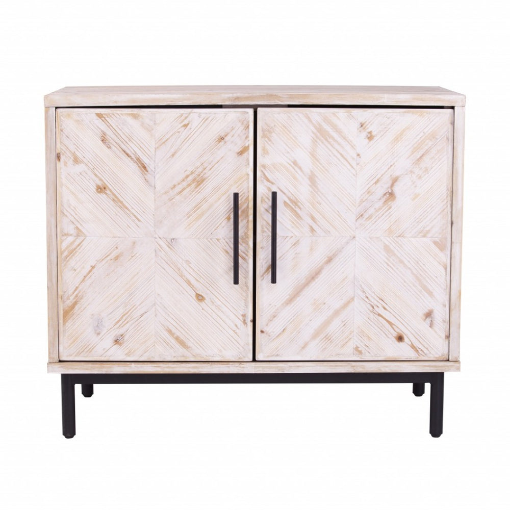 HomeRoots Modern Farmhouse Rustic Natural Accent Storage Cabinet - Stylish, Versatile & Eco-Friendly Design! 401680