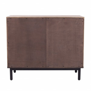 Homeroots Modern Farmhouse Rustic Natural Accent Storage Cabinet  Reclaimed Fir,Eng Wood,Iron 401680