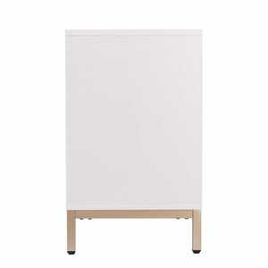 HomeRoots 59" Chic White and Gold Sideboard - Elegant Storage Solution for Dining, Living, or Home Office Spaces 401681