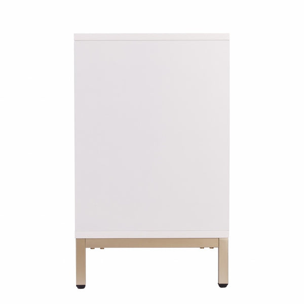 HomeRoots 59" Chic White and Gold Sideboard - Elegant Storage Solution for Dining, Living, or Home Office Spaces 401681