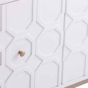 HomeRoots 59" Chic White and Gold Sideboard - Elegant Storage Solution for Dining, Living, or Home Office Spaces 401681