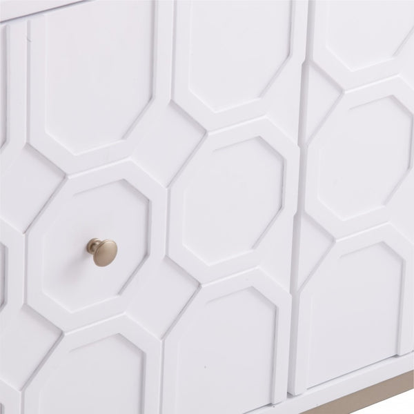 HomeRoots 59" Chic White and Gold Sideboard - Elegant Storage Solution for Dining, Living, or Home Office Spaces 401681