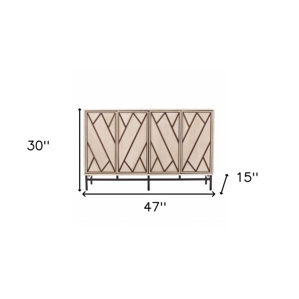 Homeroots Champagne Deco Buffet Storage Cabinet  Eng Wood,Birch ,Walnut,Iron 401683